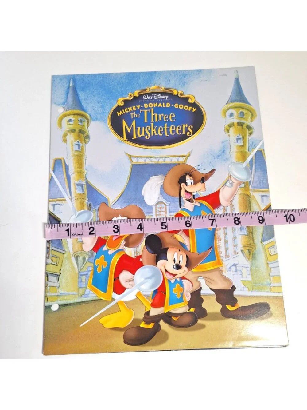 Three Musketeers Pocket Folder Disney Mickey Donald Goofy 3 Hole Vintage